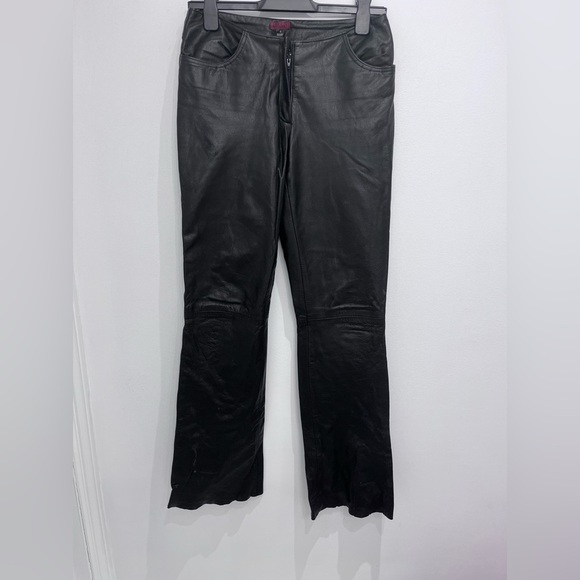 VINTAGE black leather pant size 6 straight leg - Picture 10 of 10